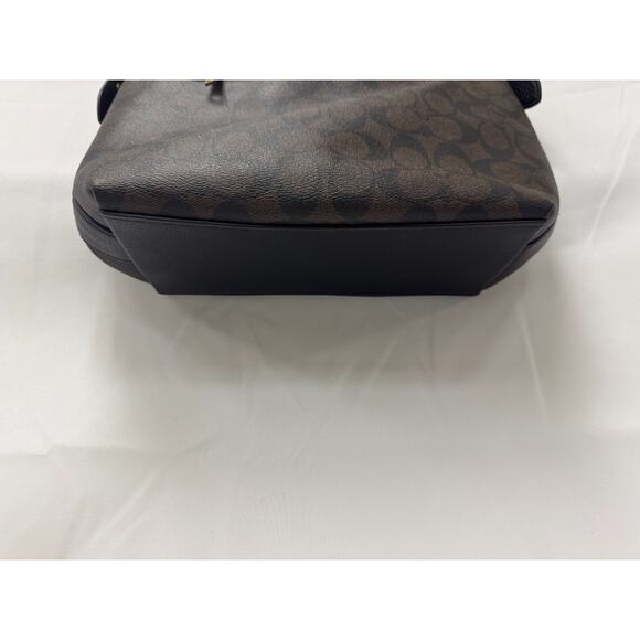 COACH Signature VAL Duffle PVC Leather Shoulder Crossbody Brown Black C2819 New - Picture 9 of 13